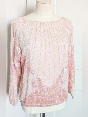 Vintage Trendsetter Silk Beaded Sequin Blouse Pin Art Deco Small